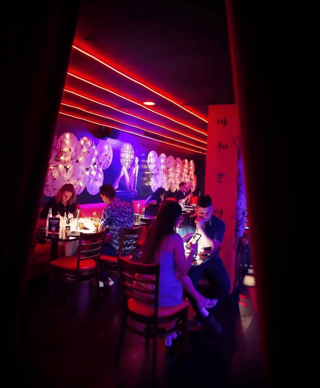 Romantic date night dinner setting at Tokyo Sushi Speakeasy